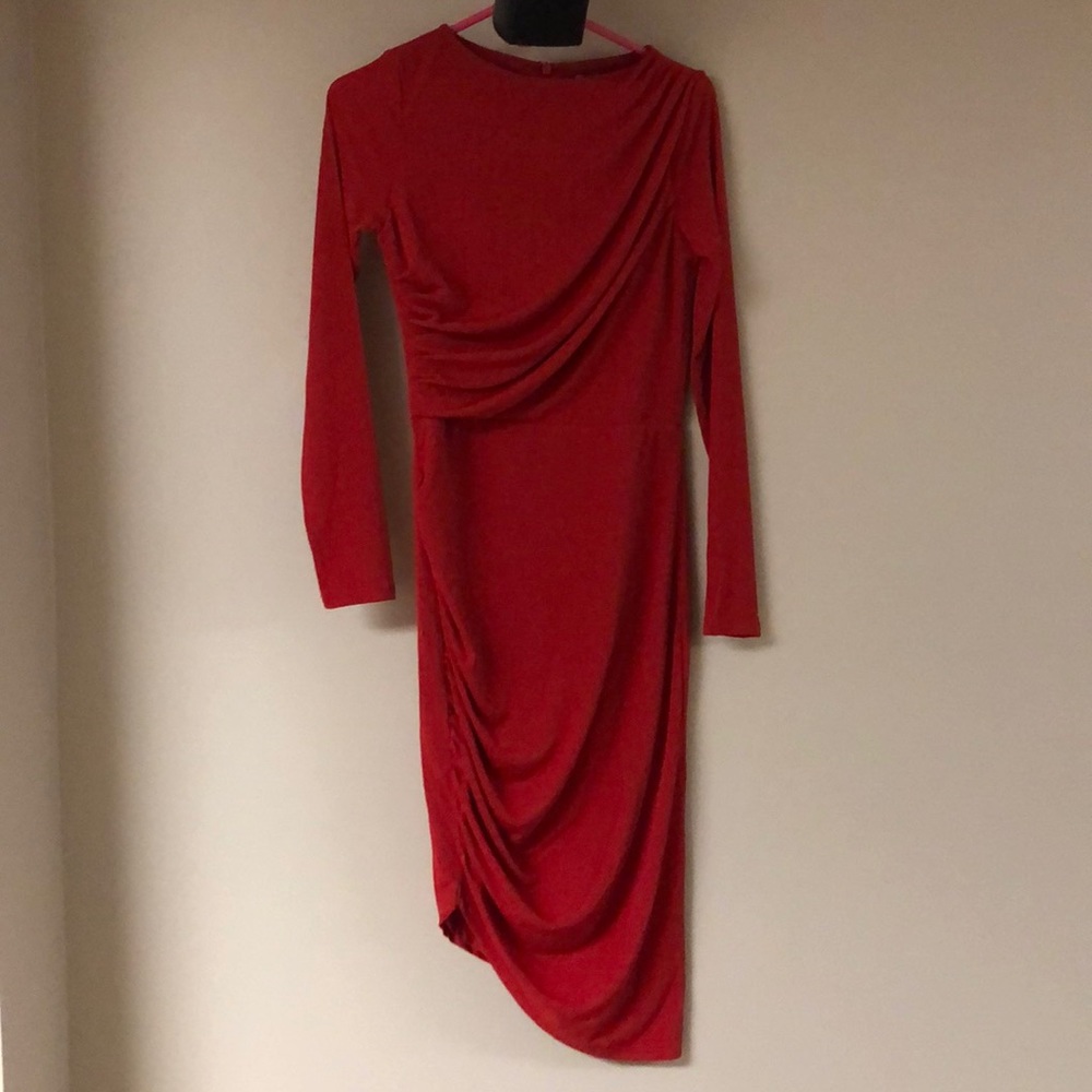 H&M red Ruched Bodycon Dress - Picture 2 of 6
